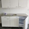 NIEUWE Q-Line Pantry Keuken "Mat Wit Decor" RVS blad met KOELKAST K/1071