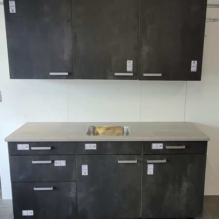 NIEUWE BRUYNZEEL ATLAS Keuken "MetaalZwart" Decor ca. 180 cm K/1101