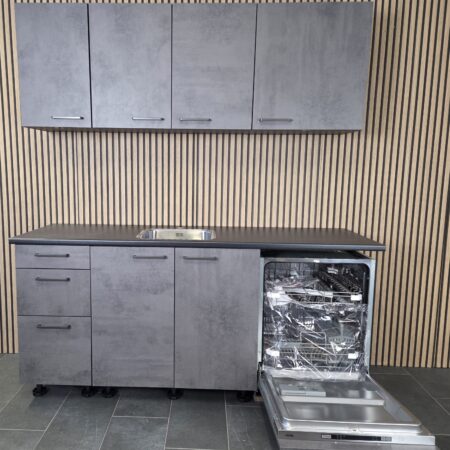 NIEUWE Q-Line ARTEGO Keuken “Schiefer Grijs Structuur” INCLUSIEF Vaatwasser  K/1166