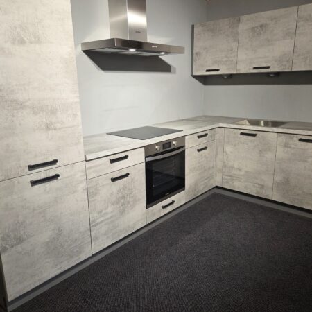 NIEUWE Showroomkeuken / BETONLOOK Hoekkeuken K/1191