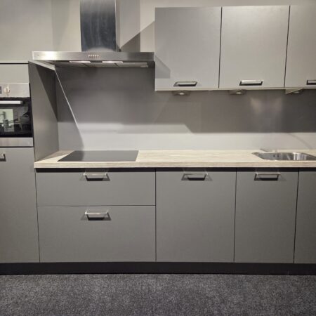 NIEUWE Showroomkeuken “Zink / Grijs” Decor ca. 300 cm  K/1189