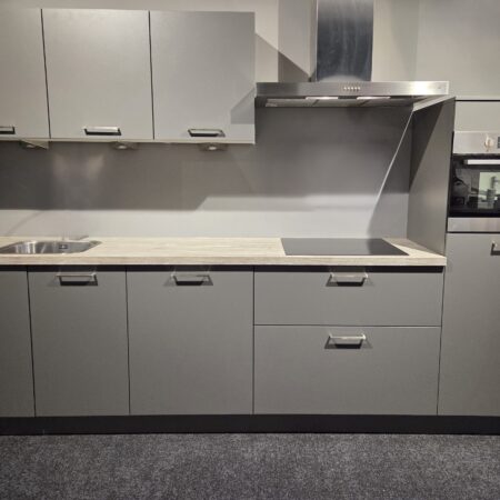 NIEUWE Showroomkeuken “Zink / Grijs” Decor ca. 300 cm  K/1210