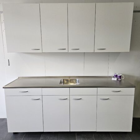 NIEUWE Q-Line Pantry Keuken "Mat Wit Decor" RVS blad  K/1053